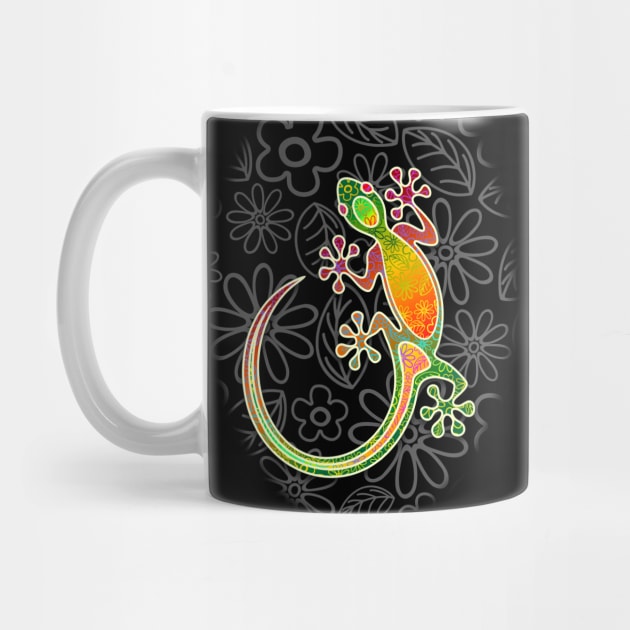 Gecko Floral Tribal Art by BluedarkArt